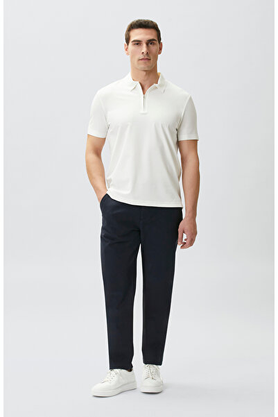 Network Lacivert Diyagonal Desenli Casual Pantolon