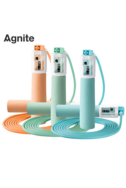 Agnite Mekanik Sayaçlı PVC Atlama İpi Sünger Saplı Fitness Egzersiz İpi Karışık