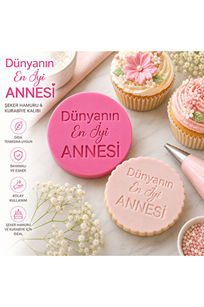 StudioAslanDesign Dünyanın En İyi Annesi Şeker Hamuru & Kurabiye Kalıbı – Ann...
