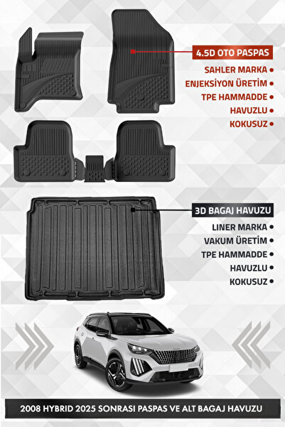 Sahler Peugeot 2008 HYBRID 2025 ve Sonrası Uyumlu 4.5D Premium Havuzlu Oto Pa...