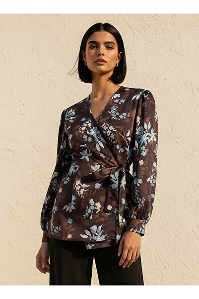 Iconic Relaxed Fit Wrap Top with Floral Print