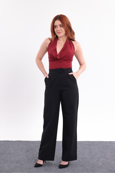 GİYİYORUM Women's Lycra Velcro Closure Palazzo Pants