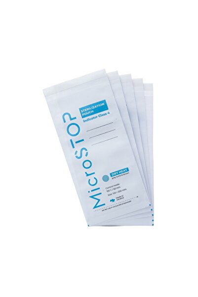 Microstop Pungi sterilizare pupinel din hârtie albă Micro STOP 75x150mm set 100 buc.