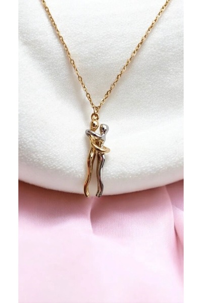 ÇELİKSİLVERTAKI Women's Anti-Tarnish Interlocking Love Couple Necklace