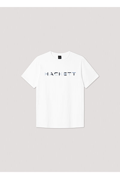 Hackett London قميص رجالي أبيض من القطن الخالص عالي الجودة