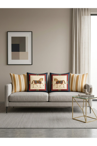 HOMESSA Luxury Horse Patterned Decorative Throw Pillow Cover Set of 4