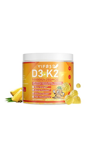 VIFSSG Vitamin D3 K2 Sugar-Free 120 Gummies, Vitamin D3 10,000IU with K2 (MK-...