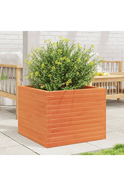 vidaxl Jardiniera de gradina, maro ceruit, 60x60x46 cm, lemn masiv pin