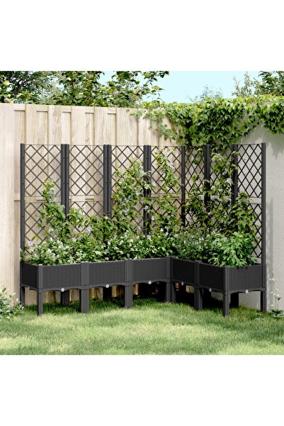vidaxl Jardiniera de gradina cu spalier, negru, 160x120x142 cm, PP