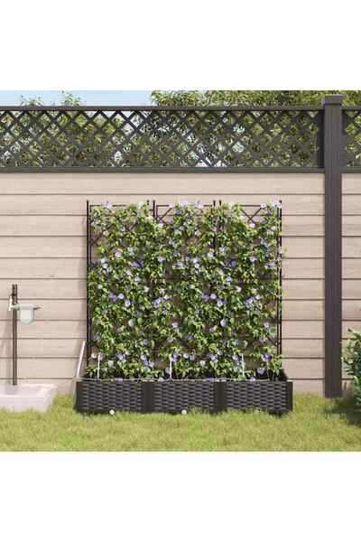 vidaxl Vaza pentru Gradina 3 pcs Negru 120 x 40 x 126 cm Plastic