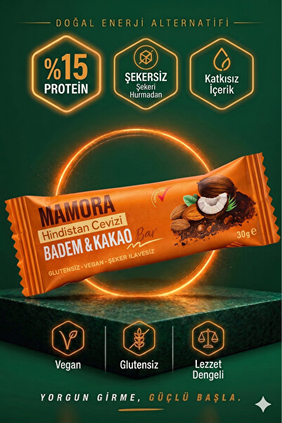 Mamora PROTEİN Bar Hindistan Cevizi, Badem & Kakao 30 Gr 1 ADET Vegan, Gluten...