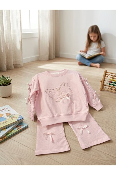 INFANT Set pantaloni si bluzita cu dantela si fundite - 6 culori disponibile