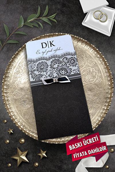 Cem Davetiye Düğün Nişan Nikah Kına Davetiyesi 982 (100 ADET) Baskı Dahil