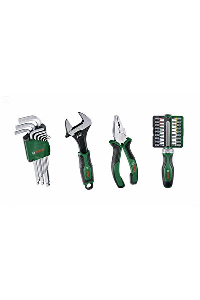 Bosch 4 Parça El Aleti Seti (Kurbağacık, Allen Takımı, Pense, Cırcırlı Tornav...