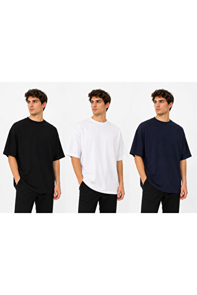 THEMODECHARME DÜZ TSHIRT OWERSİZE STANDART BEDEN 3 LÜ SET
