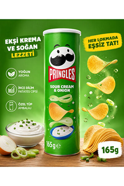 Pringles Sour Cream Onion Patates Cipsi 165 gr