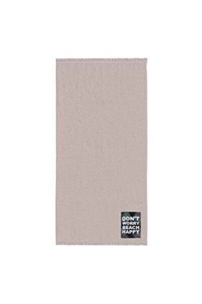 SHOPIENS Grey Beige Cotton Beach Towel with Don't Worry Patch 170 x 90 cm