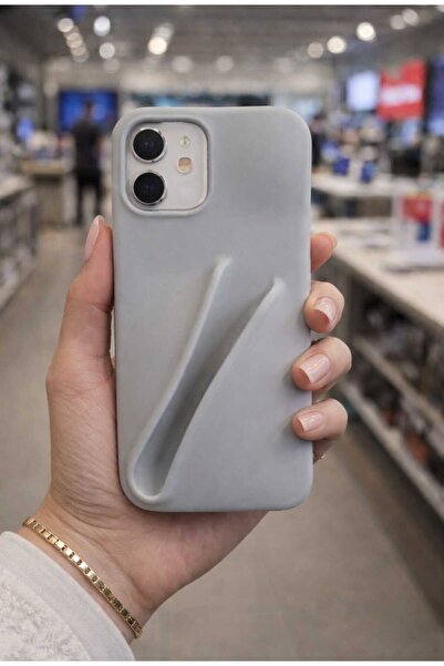 mopal kılıf İphone 12 Uyumlu Ruj Bölmeli Lüx kılıf Gri