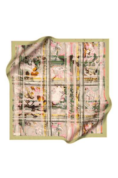 Pierre Cardin Green 90X90 Silk Crepe Satin Scarf