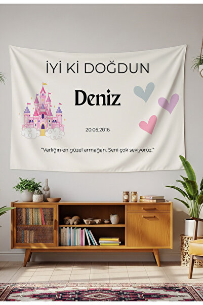 GREENDECOR Kişiye Özel Doğum Günü Duvar Örtüsü İyi ki Doğdun Happy Birthday İ...
