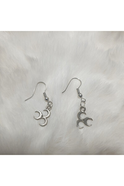 Ororabutik Orora Three-Crescent Figured Silver Color Earring Set