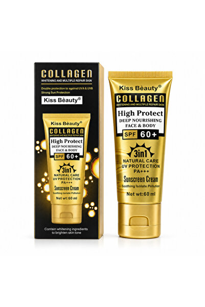 Kiss Beauty Αντηλιακό Κολλαγόνου SPF 60+ PA+++ 60 ml – Προστασία από την υπερ...