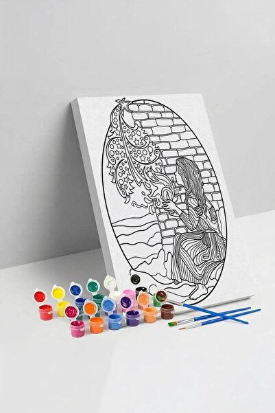 Yatinks Peri Kızı Desenli Mandala Tuval Boyama Seti 40x50 cm