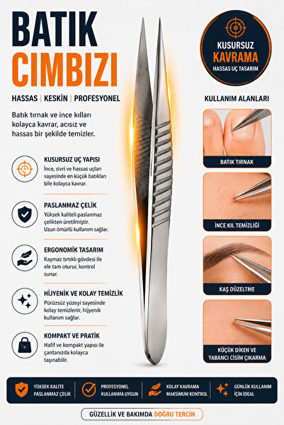 Syku Batık Cımbızı Paslanmaz Çelik Sivri Uçlu Profesyonel Hassas Cımbız
