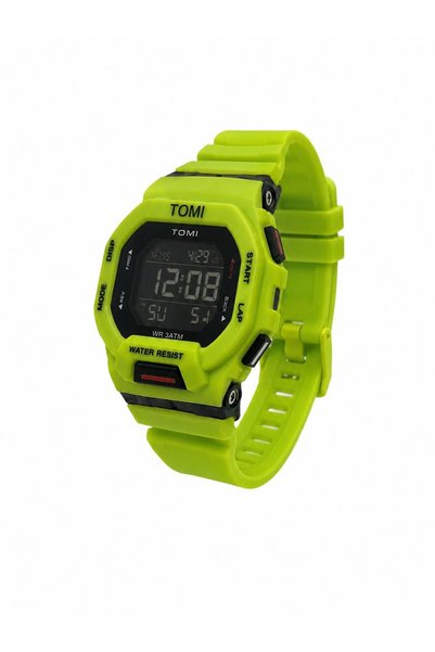 Tomi Blaze TM2020 Digital Sports Watch for Men – Neon Green Tactical Design, 3ATM Water Resistant, LED Backlight, Multi-Function Silicone Strap Military Wristwatch