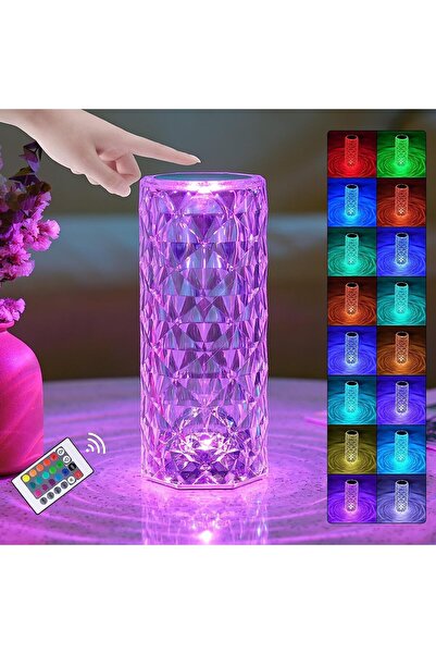 fitto Crystal Diamond Desk Lamp - 16 Color LED, USB Rechargeable, Touch Contr...