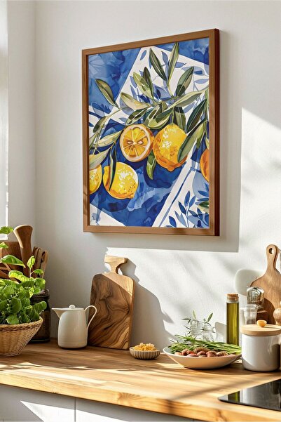 Poster Limon Yağlı Boya Modern Sanat Resmi Çerçevesiz