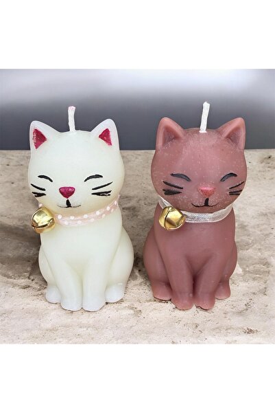 Lumera Candle 2’li sevimli kedi el yapımı kokulu dekoratif hediyelik mum