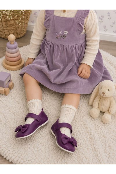 Che Sara Baby First Step Shoes Fabric Orthopedic Non-Slip Bottom Sole with Bow and Velcro Tape Zest Model