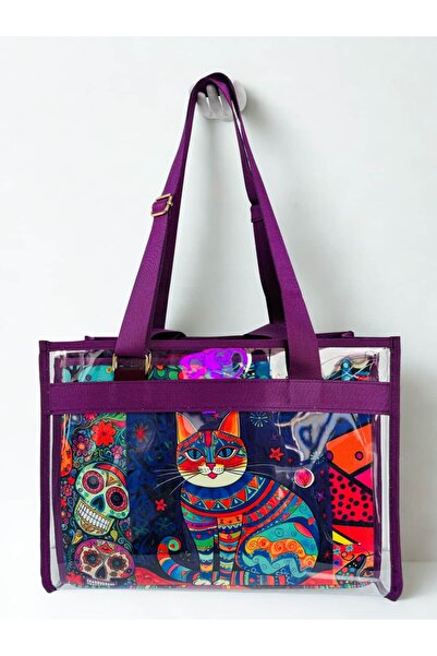MORA BAG Şeffaf Çantalı Taşıma Çantası Frida Büyük Kedi ve Kuru Kafa