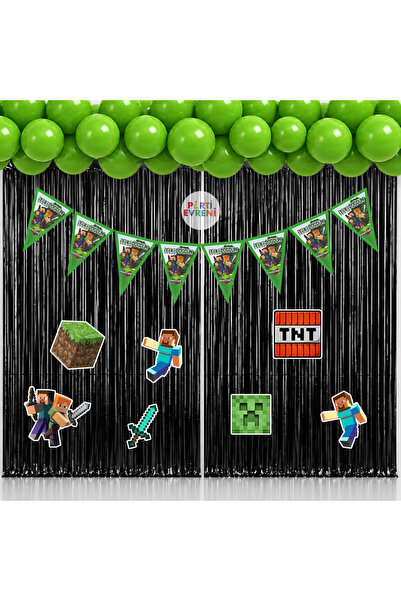 Parti Evreni Minecraft Temalı Arka Fon Süsleme Seti 1 Metre