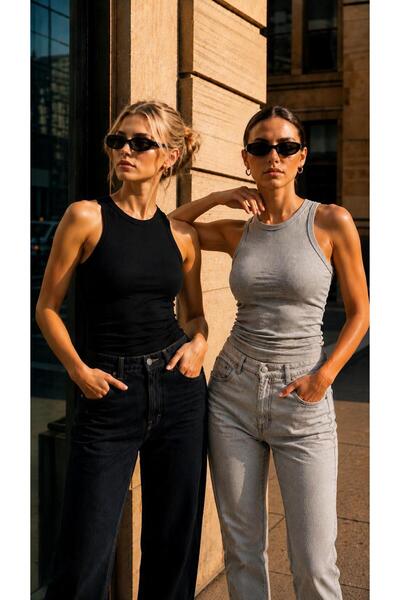 pandy 2-Pack Women's Premium Texture Ribbed Halter Neck Cotton Tank Top