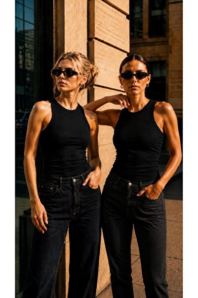 pandy 2-Pack Women's Premium Texture Ribbed Halter Neck Cotton Tank Top