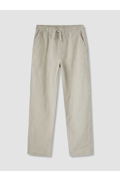 LC Waikiki Beige Elastic Waist Poplin Boys' Trousers