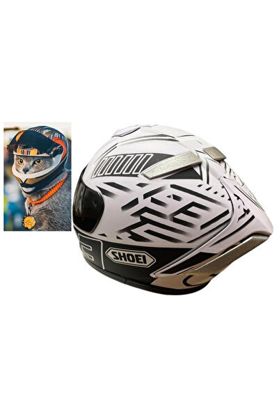 MotoPrime KEDİ KASKI SİYAH - BEYAZ SHOEI