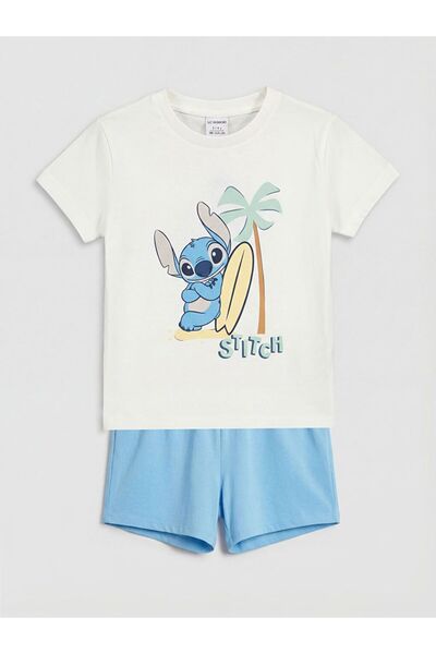 LC Waikiki طقم شورت للأطفال الأولاد مطبوع عليه LCW baby Stitch