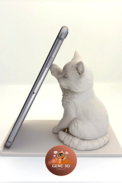 Genç 3D Kum Kedisi (Sand Cat) Telefon ve Tablet Tutucu - Büyük Boy Masaüstü S...