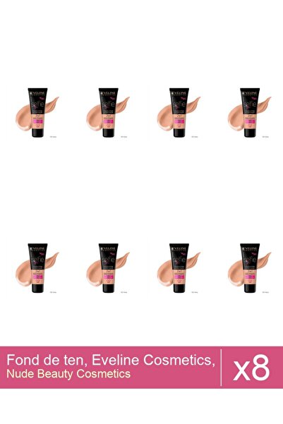 Makeup Set 8x Fond de ten, Eveline Cosmetics, Selfie Time 2 in 1, 02 Ivory, 30ml