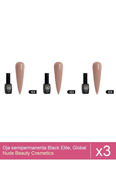 Makeup Set 3x Oja semipermanenta Black Elite, Global Fashion 8 ml,123