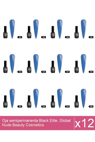 Makeup Set 12x Oja semipermanenta Black Elite, Global Fashion 8 ml,109