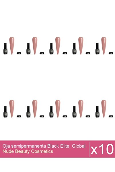 Makeup Set 10x Oja semipermanenta Black Elite, Global Fashion 8 ml,126