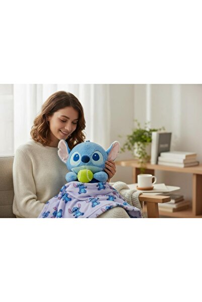 onestophube 55 CM Formalı Stitch Peluş Oyuncak Battaniyeli Büyük Boy Toplu Yu...