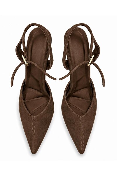 softoria shoes Women's Brown Pointed Toe Ankle Strap Stiletto Heeled Shoes