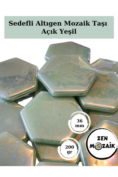 Zen Mozaik Sanatsal Mozaik Çalışmalarınız için Sedefli Altıgen Cam Mozaik Taş...