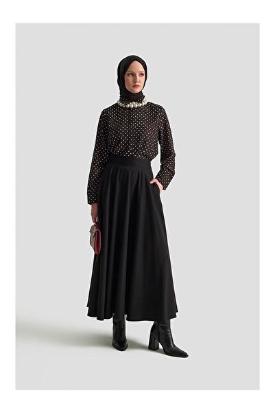 LC Waikiki Nevavm Polka Dot Shirt with Difference 25Kd1008 Black