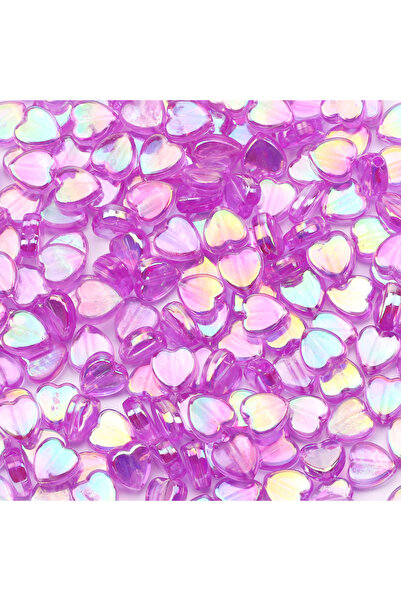 Choice3 100Pcs Purple 100pcs 8mm AB Color Heart Acrylic Beads Transparent Loo...